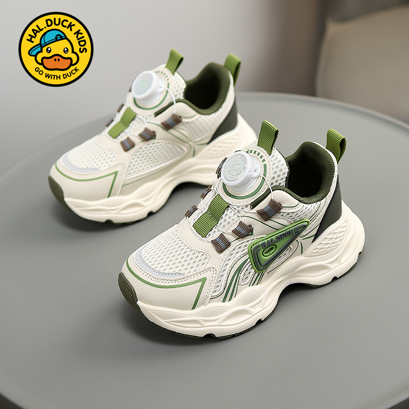 Little Yellow Duck Children's Shoes Mesh Boys' Shoes Spring and Autumn 2026 New Children's Sports Shoes Rotating Buckle Running Shoes for Boys