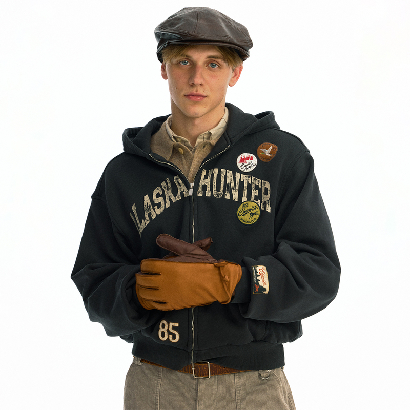 Chemical Products Alaska Deer Hunter Camp Cardigan Sweatshirt H1_Blk_Hoodie_400G Chemical Products Alaska Deer Hunter Camp Cardigan Sweatshirt H1_Blk_Hoodie_400G