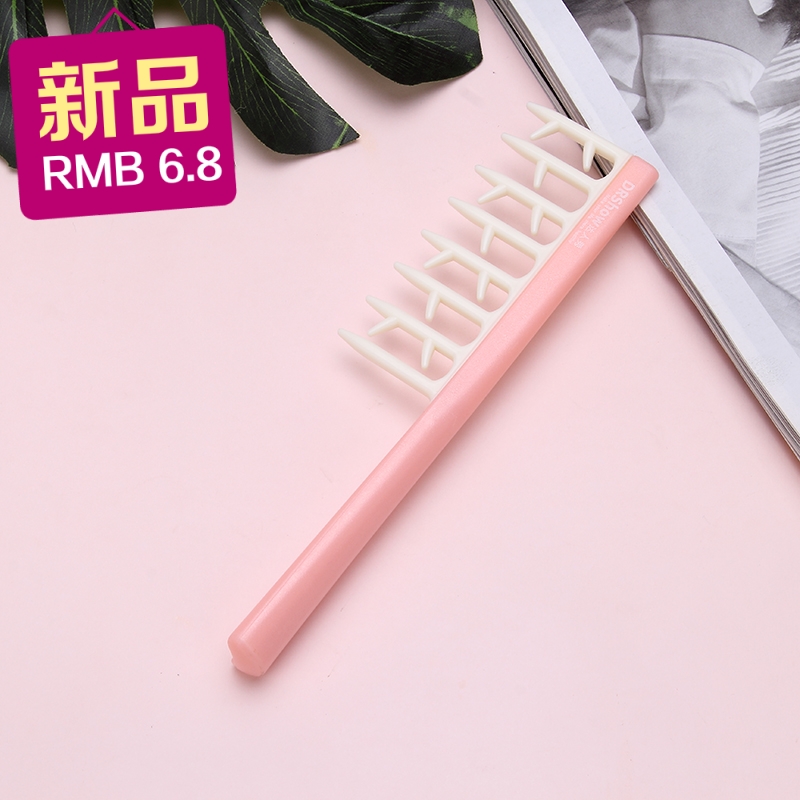 Large tooth wide tooth comb Curly hair hair hair tooth comb Adult household plastic anti-static pear flower head king size comb