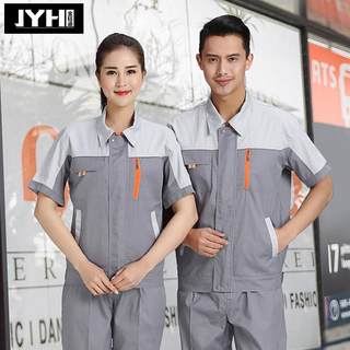 Summer short-sleeved thin work clothes suit for men, wear-resistant and breathable workers' factory workshop auto repair tops, customized labor insurance suits