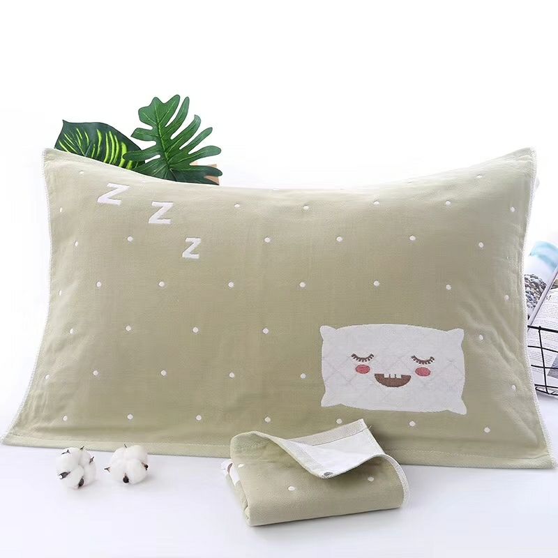 Cặp gạc bông nghệ thuật đôi sinh viên người lớn bốn mùa thoáng khí đôi mềm mại và thoải mái để tăng khăn gối ba lớp vỏ ga gối