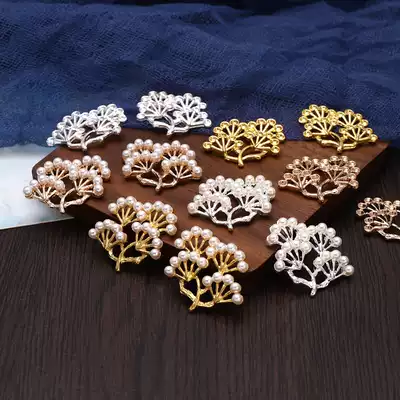 Alloy imitation pearl pine branches flower branches handmade diy hairpin Crown Pearl material ancient wind hairpin accessories