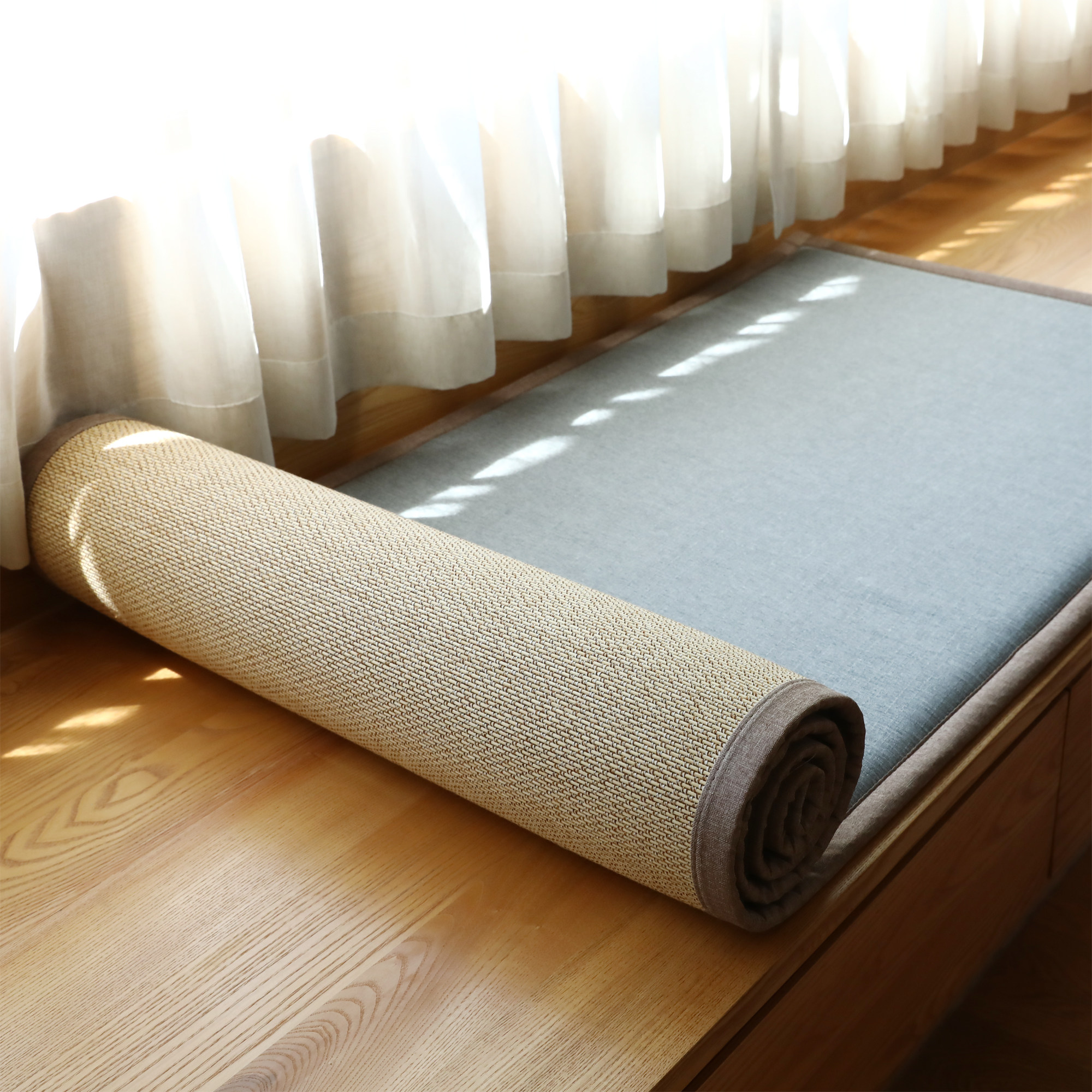 Custom bay window mat custom made tatami mat floor mat sponge double-sided bamboo woven mat linen bamboo mat window sill mat summer