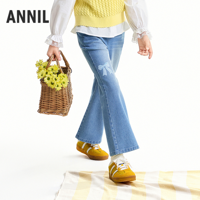 Anai Children's Clothing Store Genuine 2026 Girls' Full-Waist Denim Pants Versatile Autumn New Model Ag636057