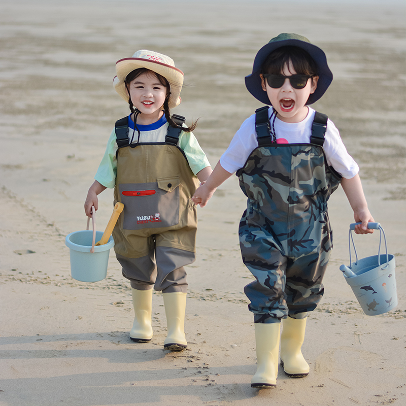 Children's Water Play Gear, Waterproof Pants for Wading, Kindergarten Beach Fishing Overalls, Rain Boots, Water Pants