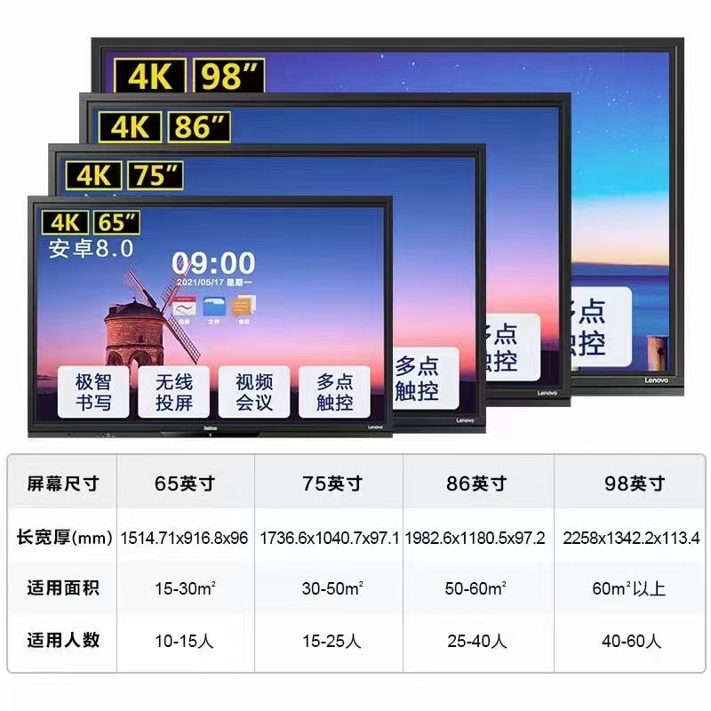 Lenovo's New Product T65Gen2M65Em75Em86Em98E Conference Tablet All-In-One Touch Screen 4K Digital Whiteboard