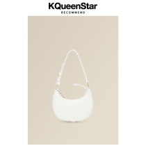 KQueenStar underarm bag womens autumn and winter 2022 new saddle crescent bag cowhide one-shoulder messenger bag