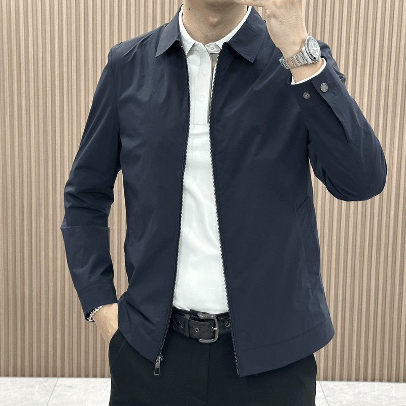 Spring and Summer New Lightweight Stretch Jacket for Men, Clean-Cut Business Casual Zipper Style, Executive Lapel, Versatile Men's Coat Spring and Summer New Lightweight Stretch Jacket for Men, Clean-Cut Business Casual Zipper Style, Executive Lapel, Versatile Men's Coat