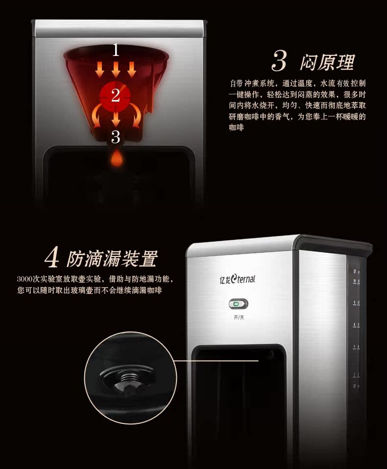 máy xay cà phê mini 600n Yilong Eternal EL-633 máy pha cà phê nhỏ giọt tự động của Mỹ Máy pha cà phê thương mại 1.5L - Máy pha cà phê máy xay cafe