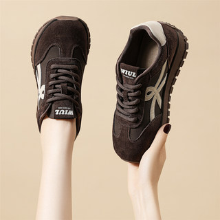 Brand Genuine Leather Shoes for Women 2026 New Popular Spring German Training Shoes Thick-Soled Sports Casual Versatile Sneakers
