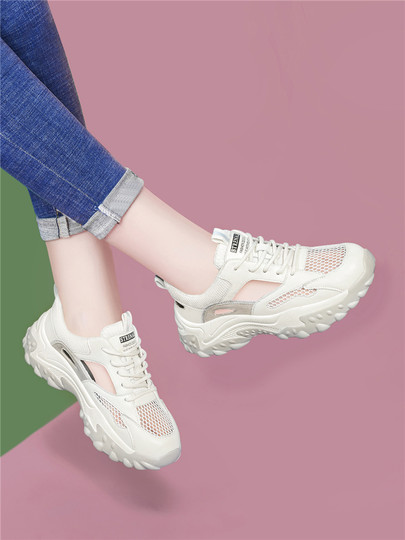 Genuine Leather Sandals for Women 2026 New Summer Outdoor White Shoes Hollow Dad Shoes Mesh Breathable Sports Casual Shoes