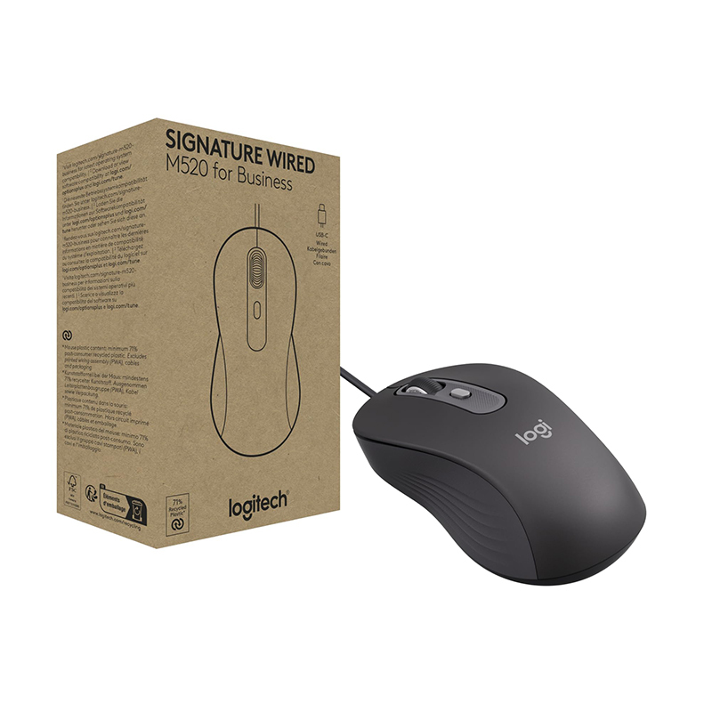 Logitech M520 Symmetrical Design, Suitable for Macmini, Wired Office Silent Mouse, Type-C Interface