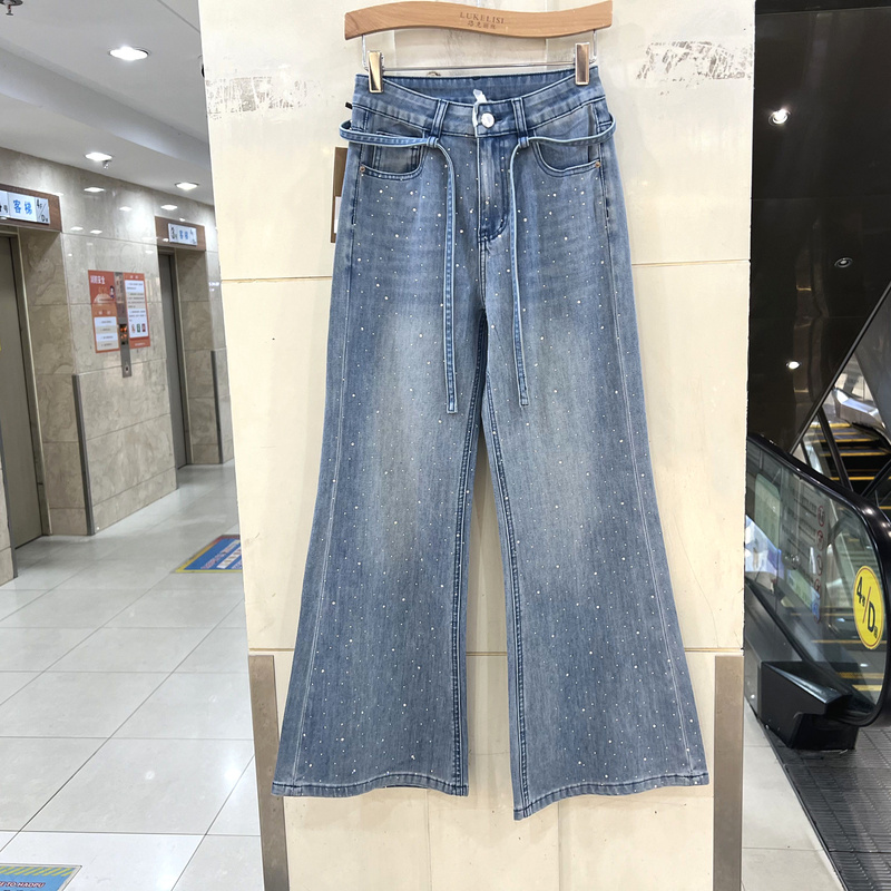 Zoyna S92096 European Fashion Versatile Flared Jeans Slimming Rhinestone Women's Pants 2026 Spring New Style