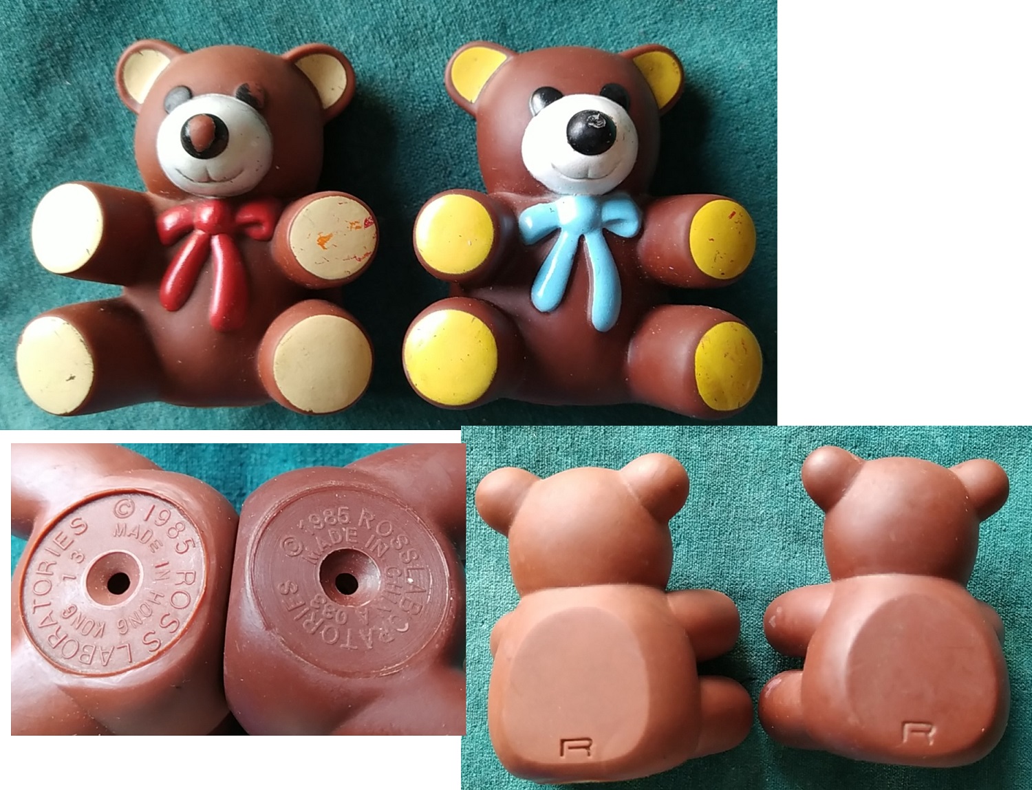 ROSS Old Toys 1985 RUBBER SOFT GLUE KNEAD Bath Doll Teddy Little Bear Single Sell