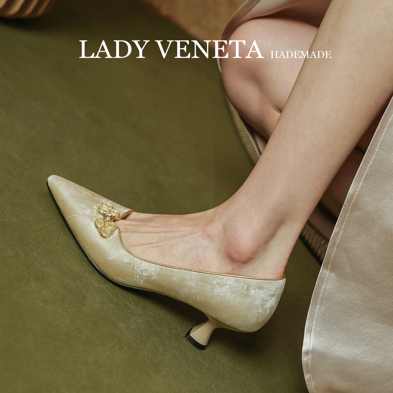 Hong Kong Ladyveneta Stiletto High Heels, New Chinese Style, Cheongsam, Xiuhe Single Shoes, Women's Engagement Shoes