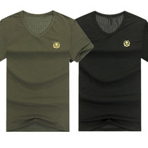 Mens summer pure cotton round collar vest short sleeve Army fan camouflak T-shirt big code loose special soldier training Chaomen