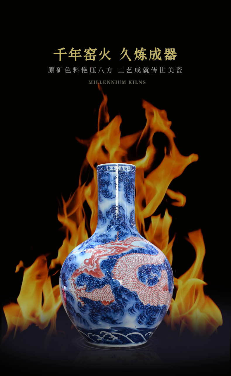 Jingdezhen blue and white porcelain imitation the qing qianlong hand - made ceramics dragon tree, a new Chinese style sitting room adornment is placed