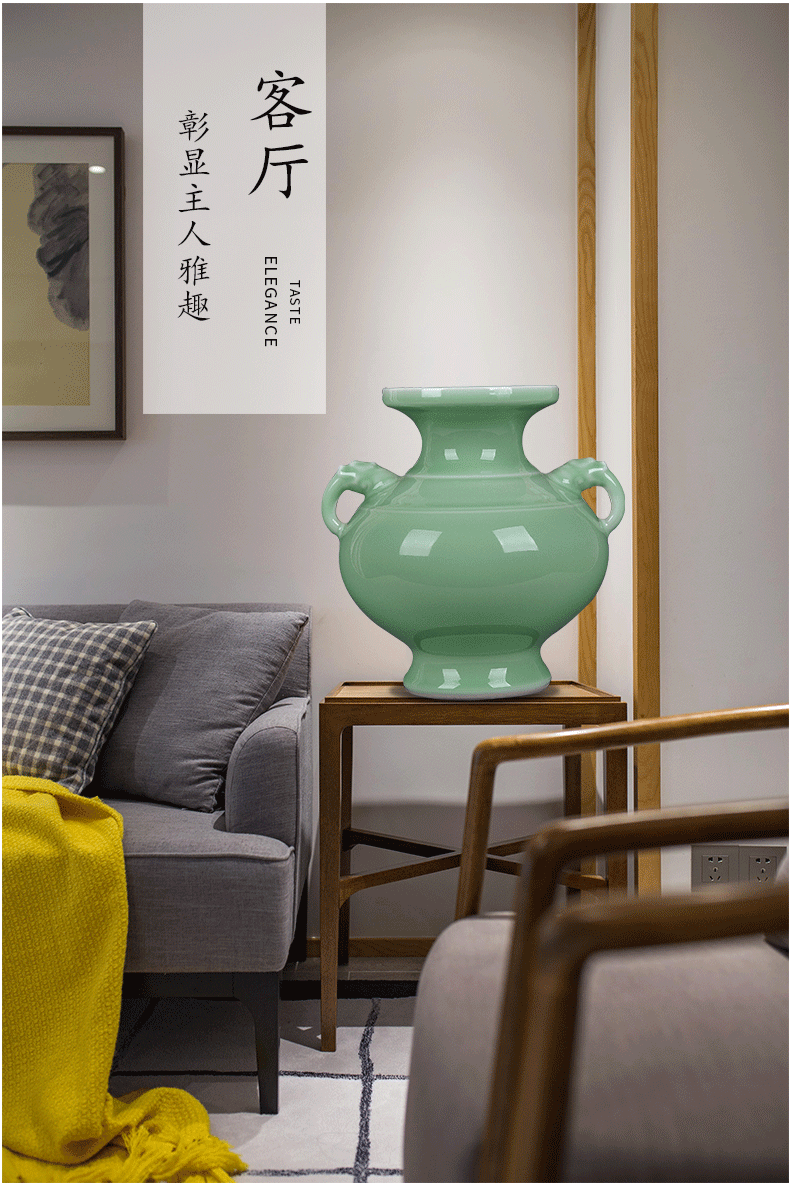 Jingdezhen ceramics antique hand shadow blue bottle of flower arranging rich ancient frame wine sitting room adornment home furnishing articles