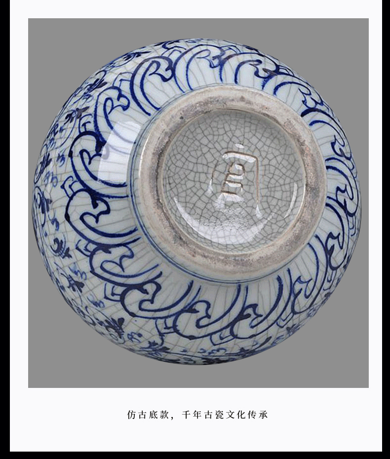 Jingdezhen ceramics hand - made guanyao blue and white porcelain flower rich ancient frame under the glaze color antique crafts home decorations