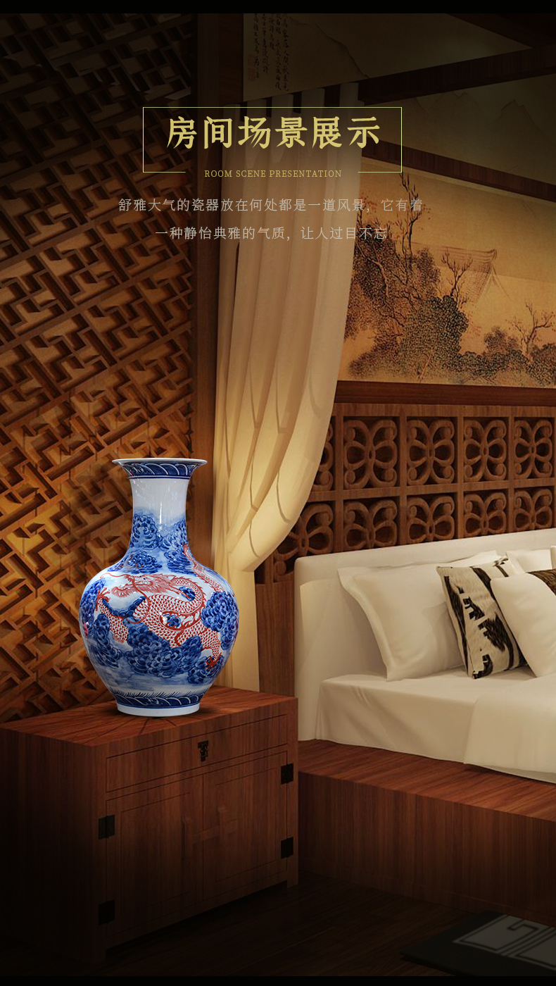 Jingdezhen ceramics imitation the qing qianlong hand - made dragon pattern of blue and white porcelain bottle of new Chinese style sitting room adornment is placed