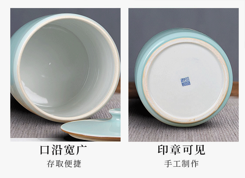 Jingdezhen hand - made ceramic POTS caddy fixings large deposit tea tea tea sealed cylinder storage warehouse of bread seven as cans