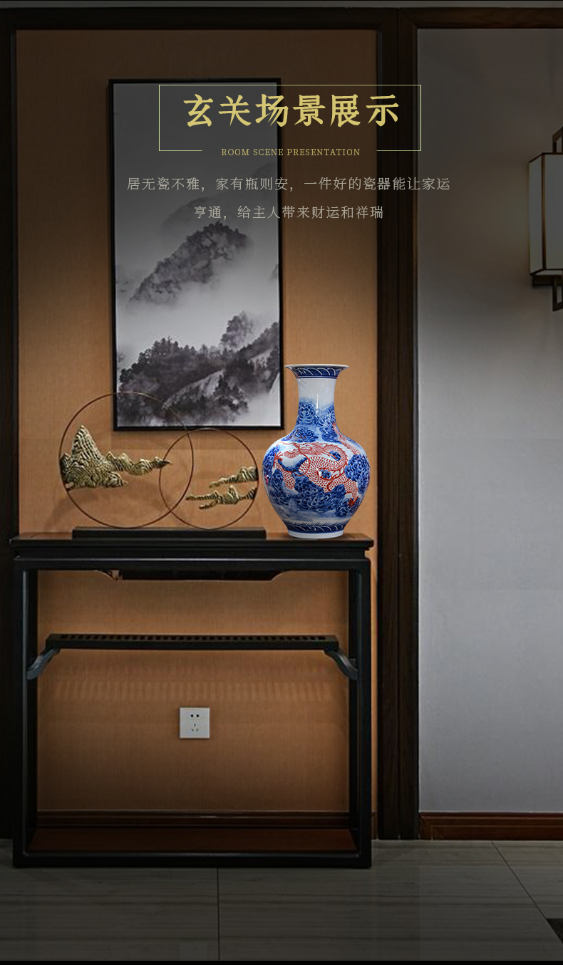 Jingdezhen ceramics imitation the qing qianlong hand - made dragon pattern of blue and white porcelain bottle of new Chinese style sitting room adornment is placed