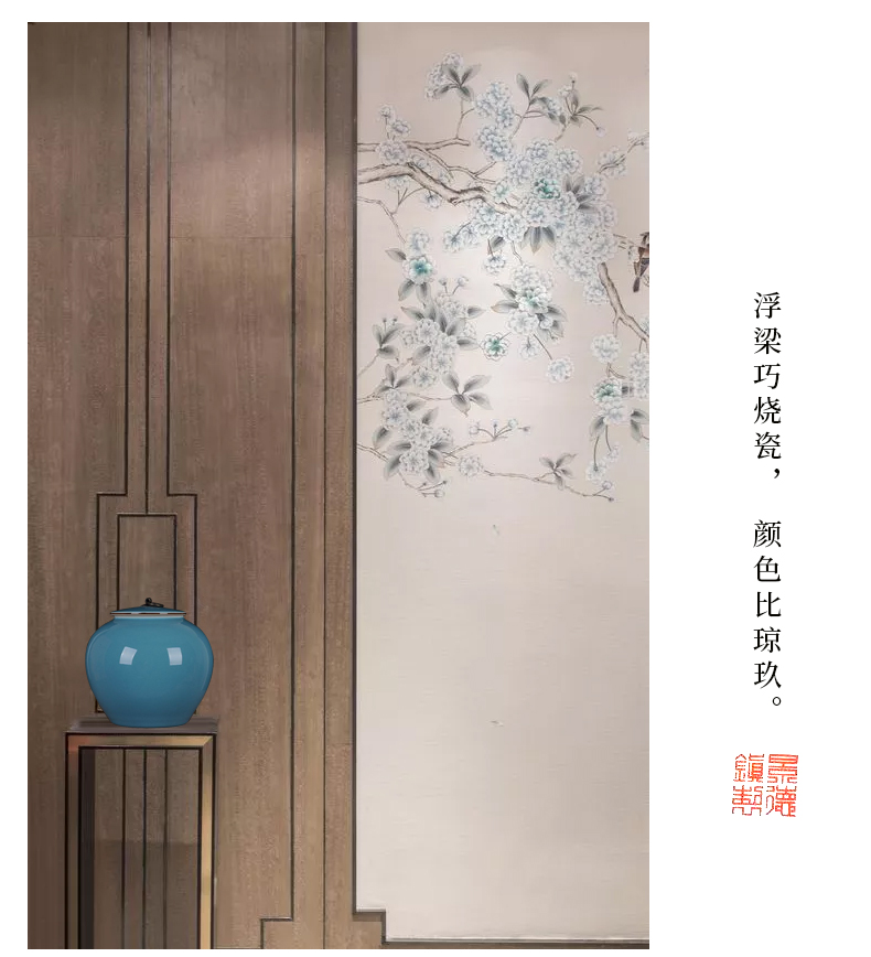 Jingdezhen ceramics ceramic blue storage tank caddy fixings home sitting room place hotel kitchen accessories