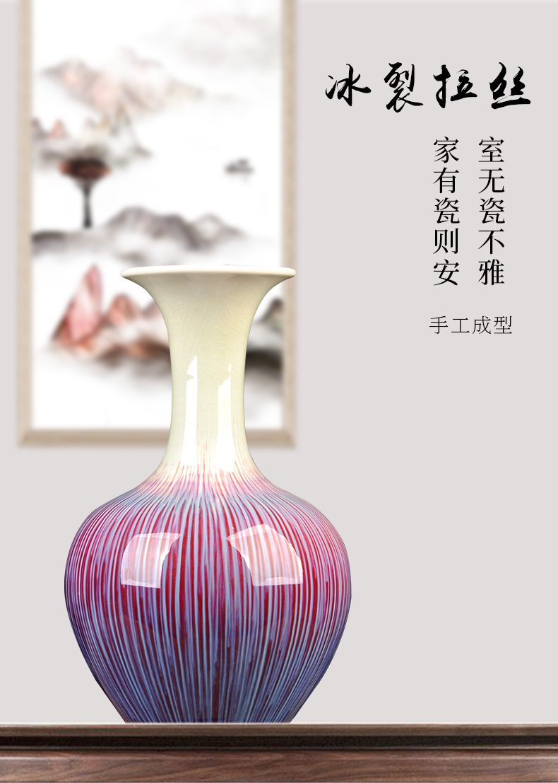 New Chinese style classical jingdezhen ceramics porch sitting room of small and medium - sized dry flower adornment handicraft home furnishing articles vase