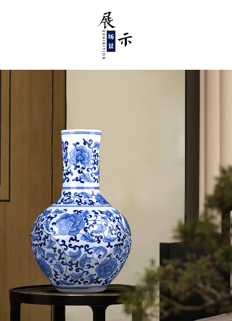 Jingdezhen ceramics antique hand - made of blue and white porcelain vase furnishing articles furnishing articles flower arrangement sitting room TV ark, home decoration