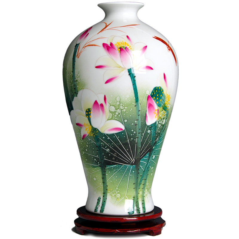Jingdezhen ceramics famous masterpieces famille rose porcelain hand - made vases, home sitting room porch decoration handicraft furnishing articles