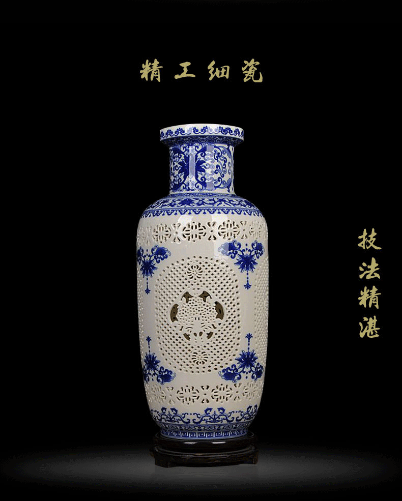 Scene, jingdezhen ceramic vase furnishing articles furnishing articles fashion hollow - out the vase household crafts [large]