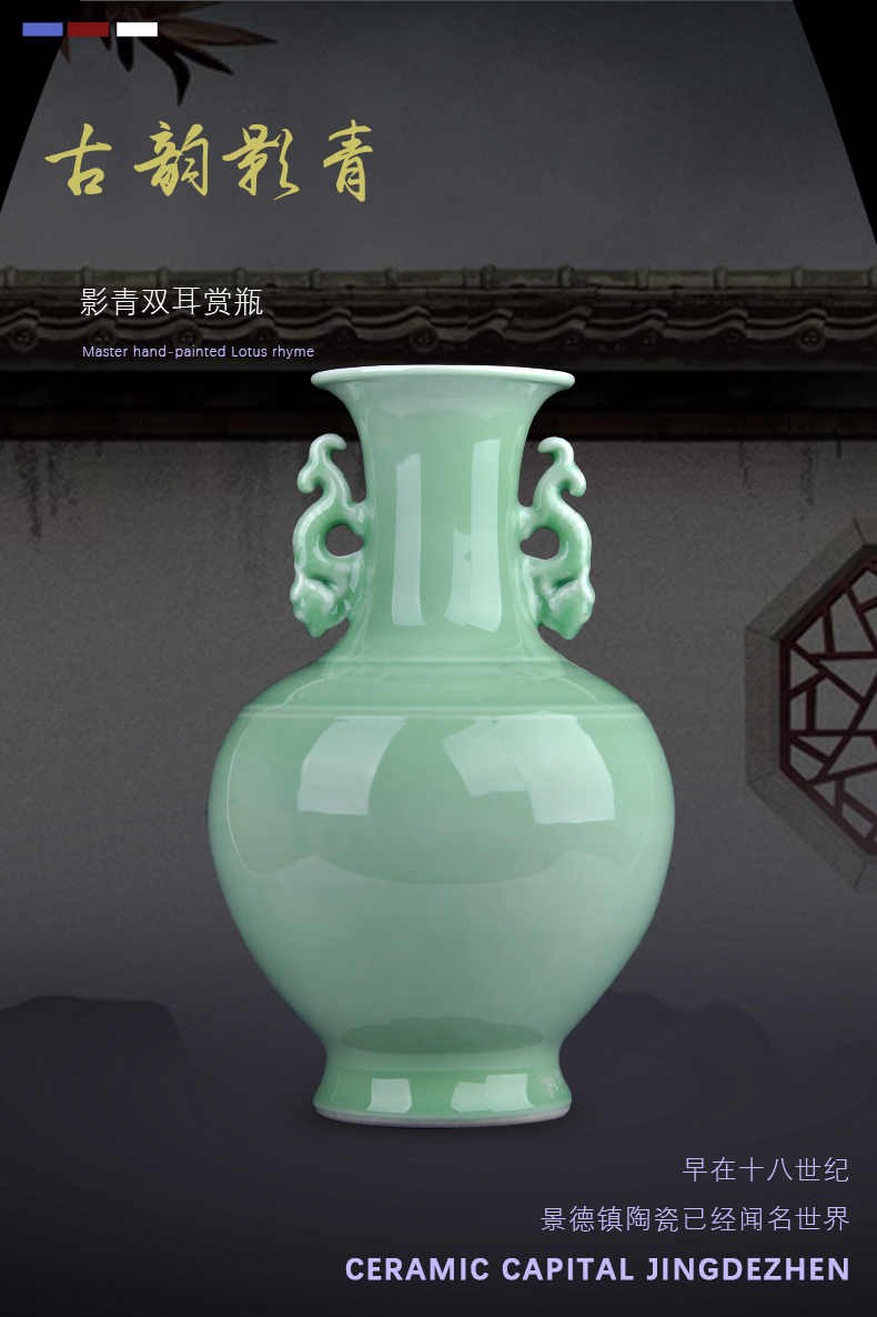 Jingdezhen ceramic vases, antique Chinese style restoring ancient ways craft supplies all hand shadow blue bottle of home decoration items