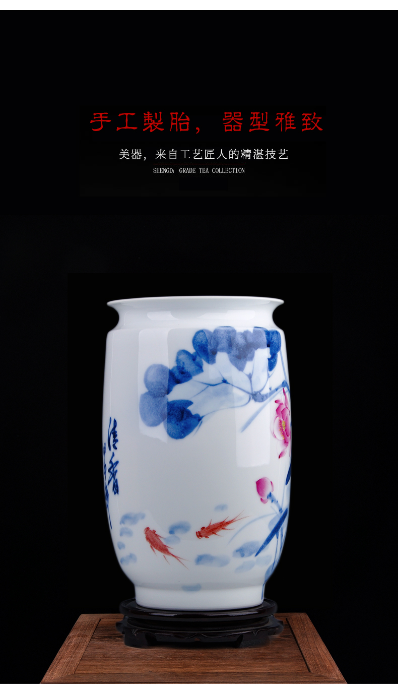 Jingdezhen ceramics hand - made porcelain dou colored vases, new Chinese style household, sitting room adornment handicraft furnishing articles arranging flowers