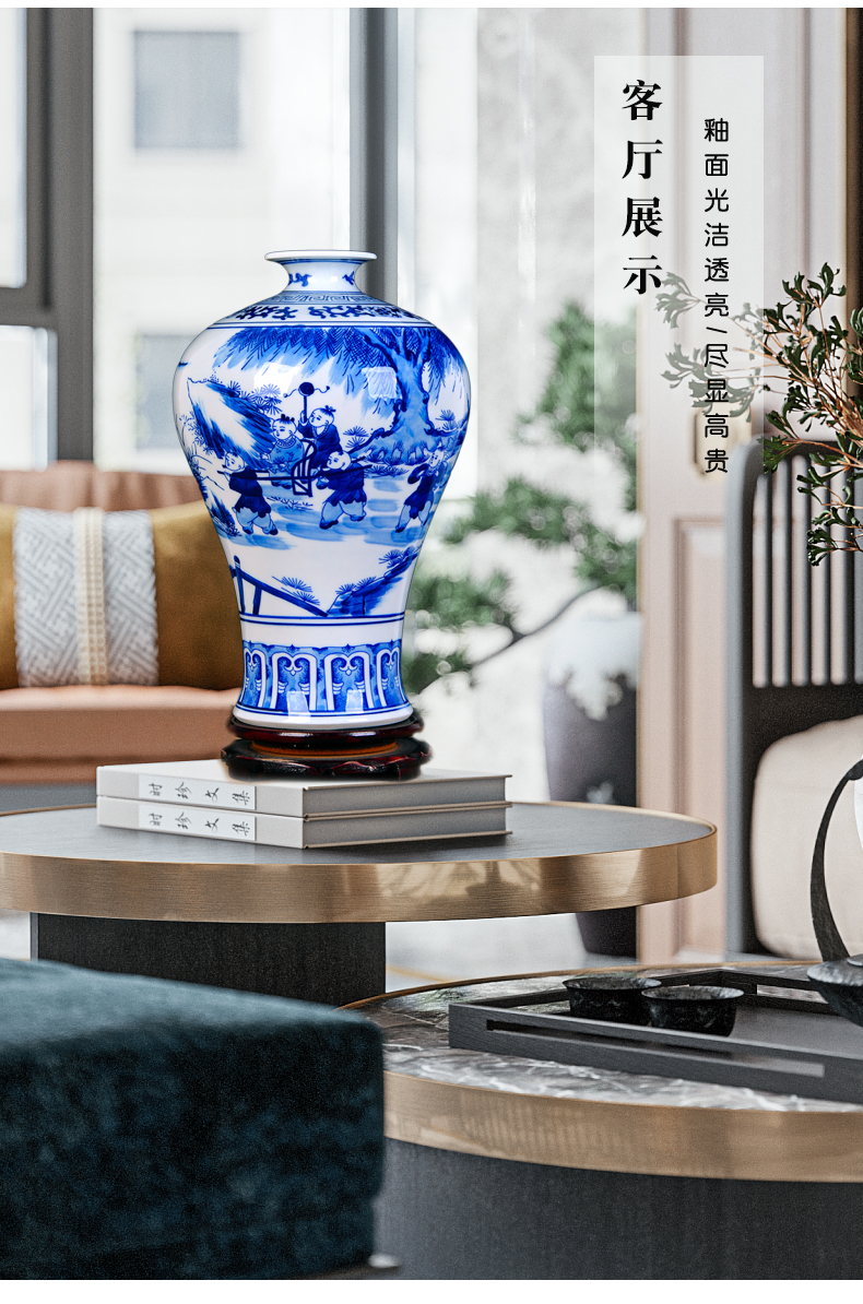 Jingdezhen ceramics vase hand - made porcelain lad youligong peach is archaize sitting room of the new Chinese style flower arrangement furnishing articles