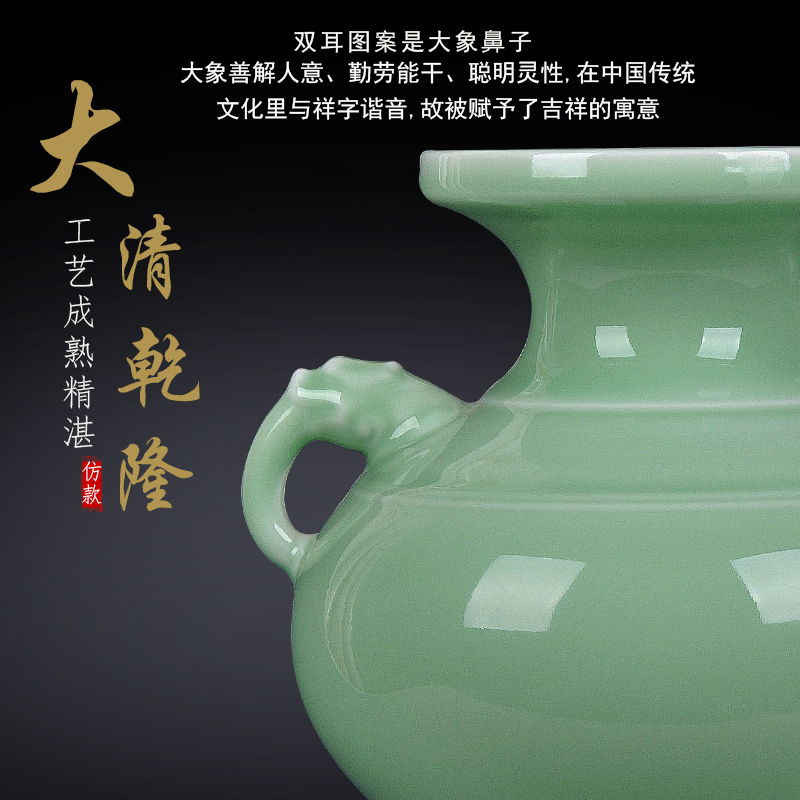 Jingdezhen ceramics antique hand shadow blue bottle of flower arranging rich ancient frame wine sitting room adornment home furnishing articles