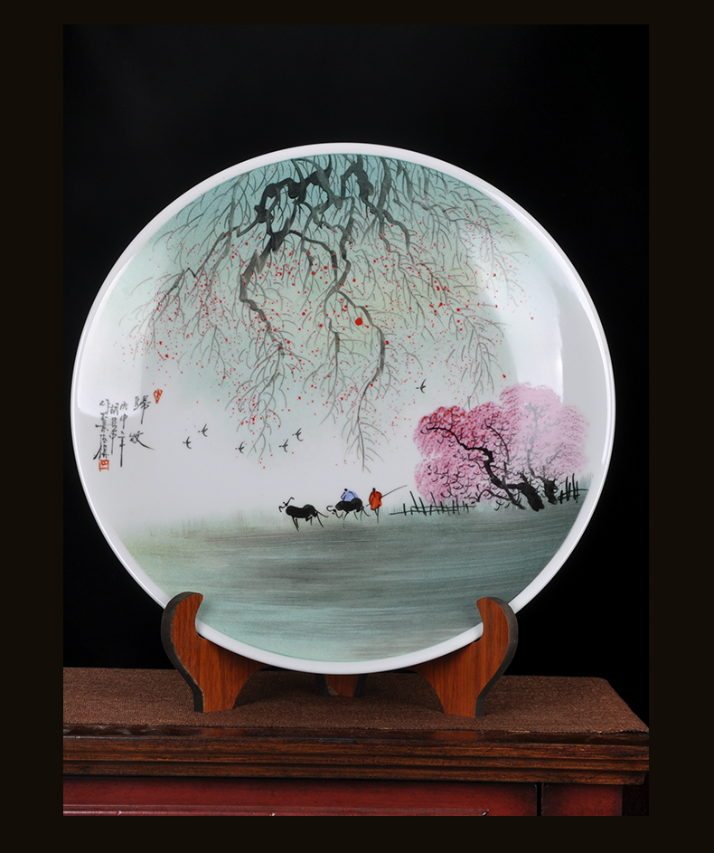 New Chinese style classical jingdezhen ceramics hang dish decorate dish hand - made sat dish sitting room craft gift decoration furnishing articles