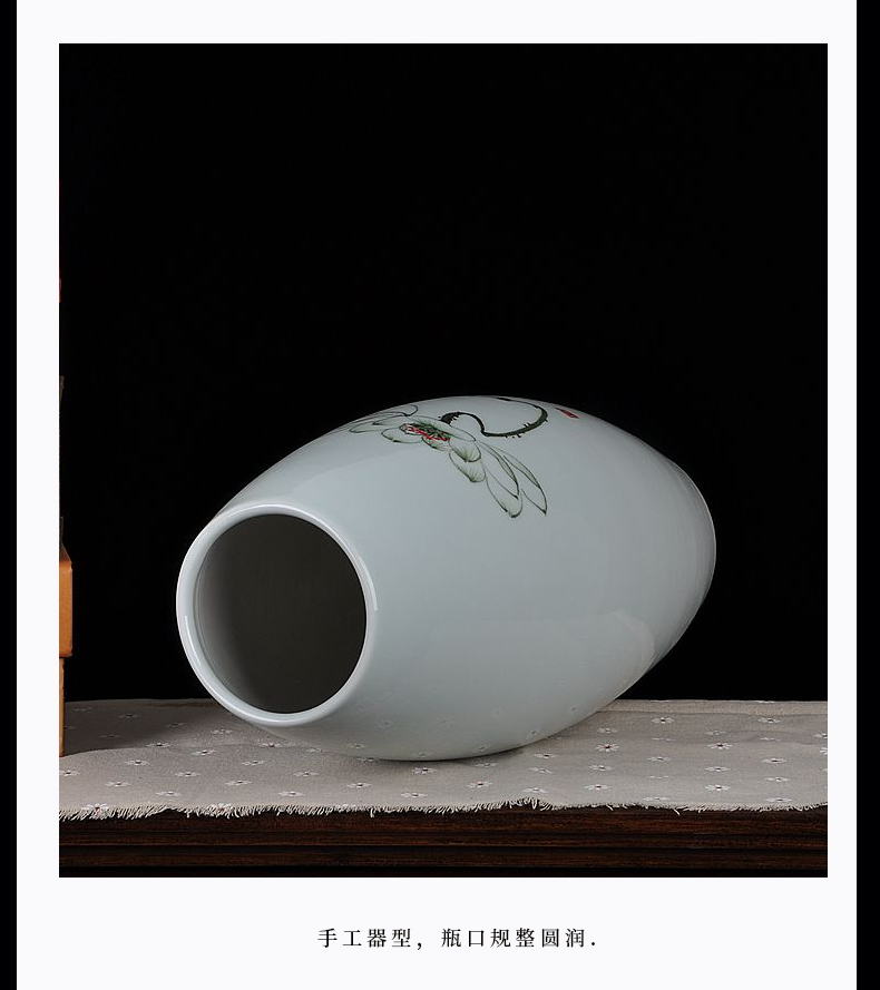 Jingdezhen ceramics vase modern Chinese celadon hand - made three - piece household adornment handicraft furnishing articles
