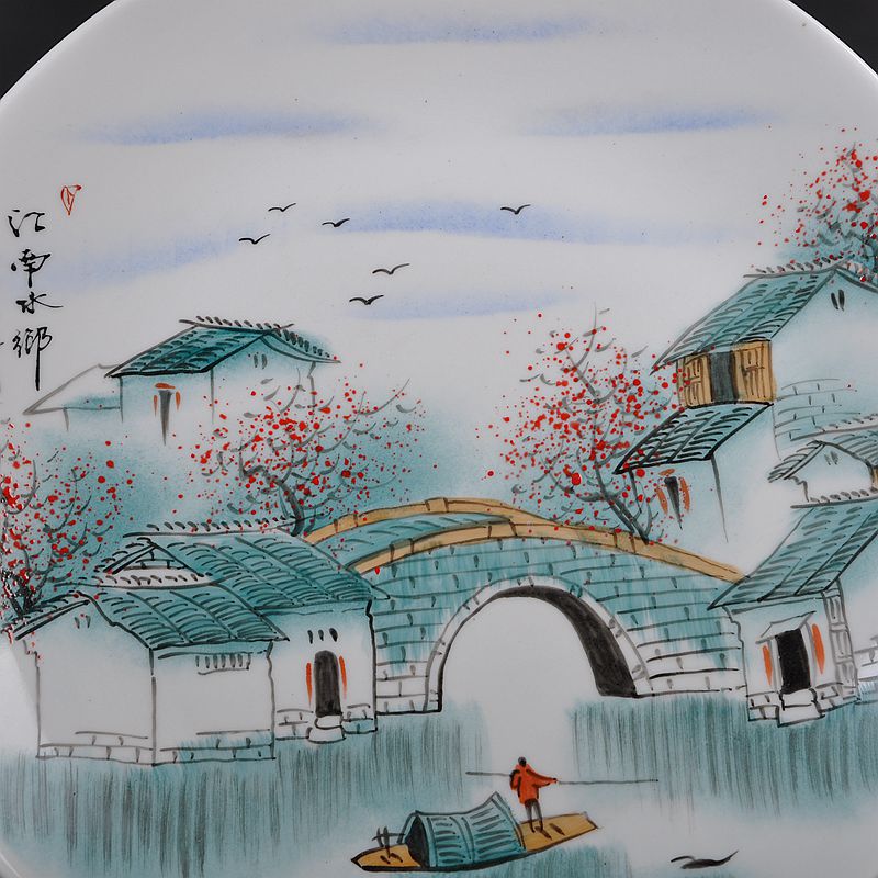 Scene, hang dish jingdezhen ceramics decoration plate of hand - made "jiangnan" sat dish handicraft furnishing articles