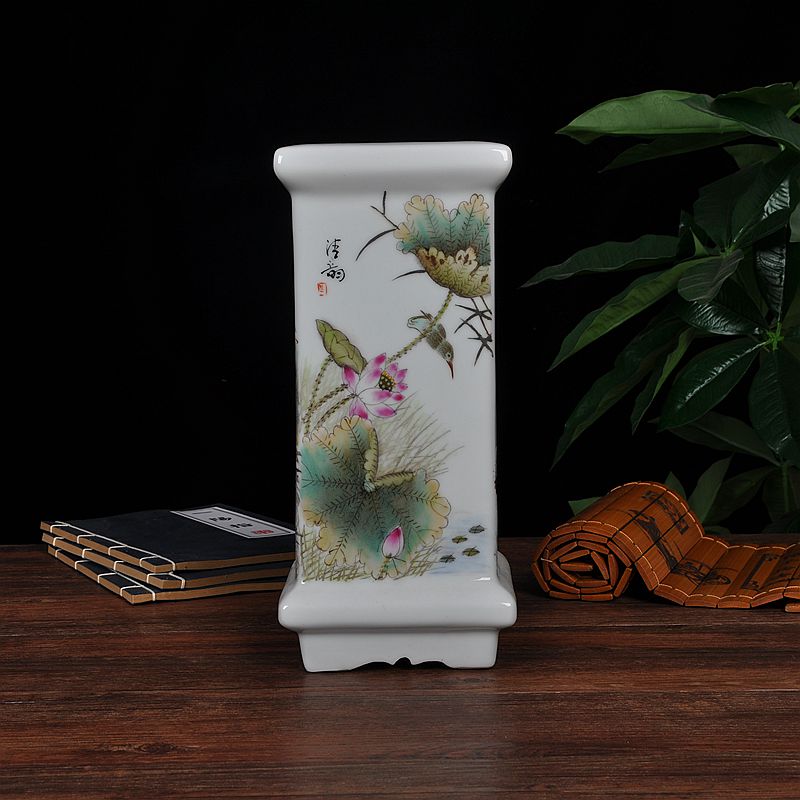 Scene, jingdezhen ceramic furnishing articles hand - made archaize square usual calligraphy and painting tube study office decoration