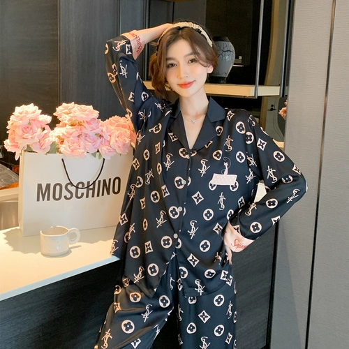 Шелковая осенняя пижама, тонкий лонгслив, шелковый комплект, премиум класс, популярно в интернете