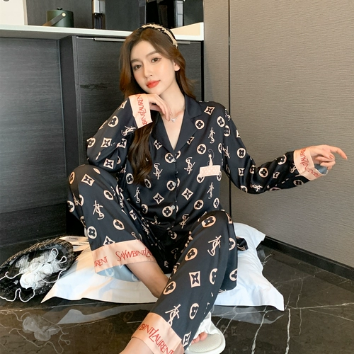 Шелковая осенняя пижама, тонкий лонгслив, шелковый комплект, премиум класс, популярно в интернете