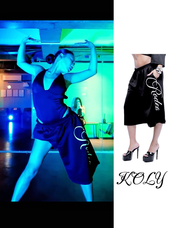 【Koly】Judy's Same Style* Korean Heels Sports Shorts with Lettering, Elastic Drawstring Wide-Leg Mid-Length Shorts