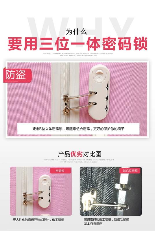 Vali 20 inch vali nhỏ xe đẩy nam và nữ vali Hàn Quốc phiên bản 24 inch hộp mật khẩu nhỏ tươi phổ biến hành lý bánh xe