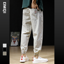 Summer thin piece of ice silk casual pants mens bunches loose 100 lap large size fat Sub-elastic currents 90% pants up