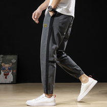 Summer pants mens large size fat nine casual pants loose Toe Toe Joker sports pants mens fat plus tide