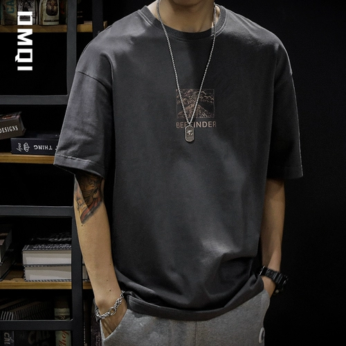 Мужская летняя хлопковая ретро футболка с коротким рукавом, большой размер, короткий рукав