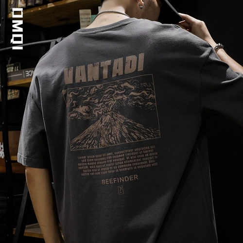 Мужская летняя хлопковая ретро футболка с коротким рукавом, большой размер, короткий рукав