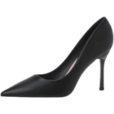 Рабочие черные универсальные туфли на высоком каблуке, классический костюм, обувь, из натуральной кожи, мягкая подошва, против усталых ног