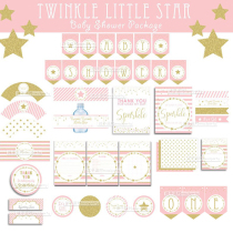 Pink gold little star girl birthday year-old party dessert table background wall decoration supplies custom name poster