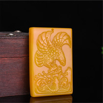 Hotan Jade Eagle Fish seizes the opportunity to show off its ambitions Jade Brand Pendant Huanglong Jade Eagle Dapeng Spreading Wings Pendant Ping An Brand